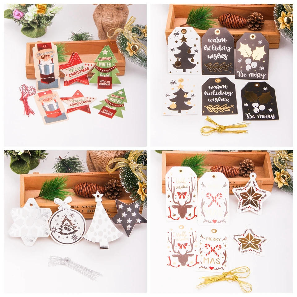 12 шт./компл. бумажные бирки для скрапбукинга с рождеством карт ярлыки DIY