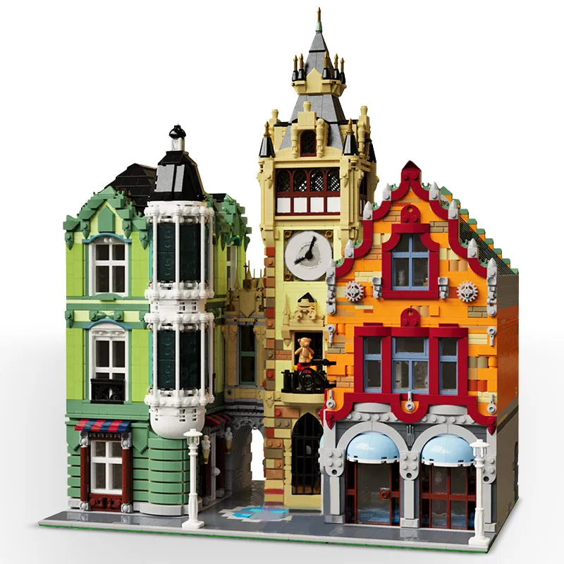 

Medieval Retro Clock-Tower City Square Building Blocks DIY Street View Architecture Shop House Model Bricks Kids Toys Xmas Gifts