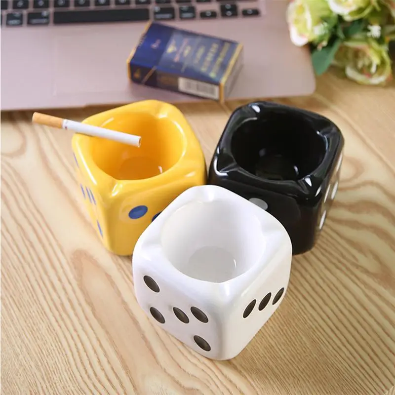 

Ceramic Six-color Dice Creative European Style Ashtray Hotel Household Dining Table Crafts Decoration Korean Mini Ashtray