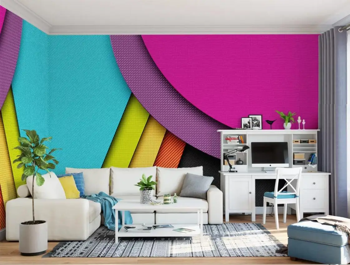 3D абстрактные геометрические красочные обои в скандинавском стиле Настенная