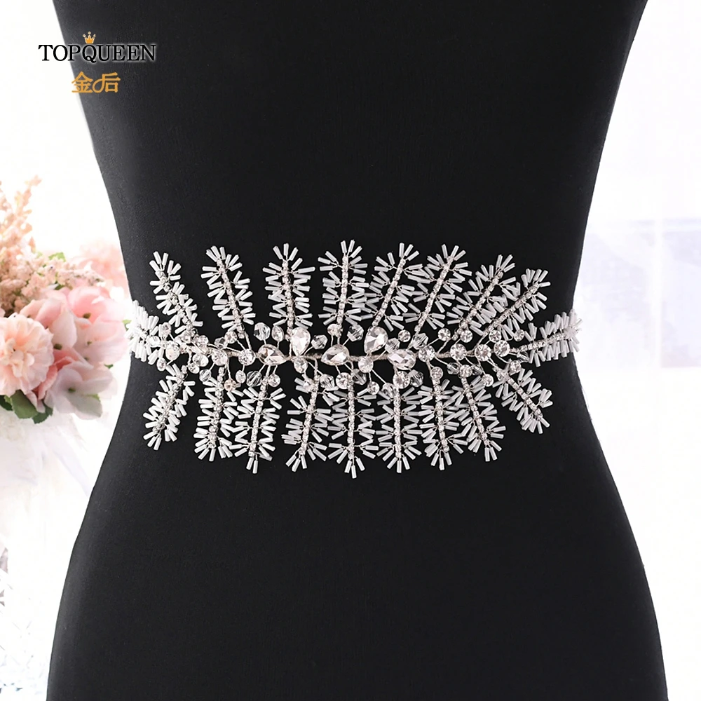TOPQUEEN SH247 серебряный ремень со стразами свадебное платье с поясом к требованиям