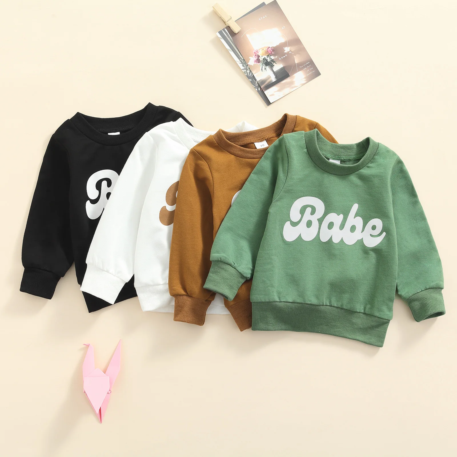 

Пуловер детский с круглым вырезом и длинным рукавом, на возраст 0-3 года