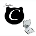 Кожаный кошелек Youhaken, 26 букв алфавита, черно-белые кошачьи уши, зеркало для макияжа складное, карманное зеркало для путешествий