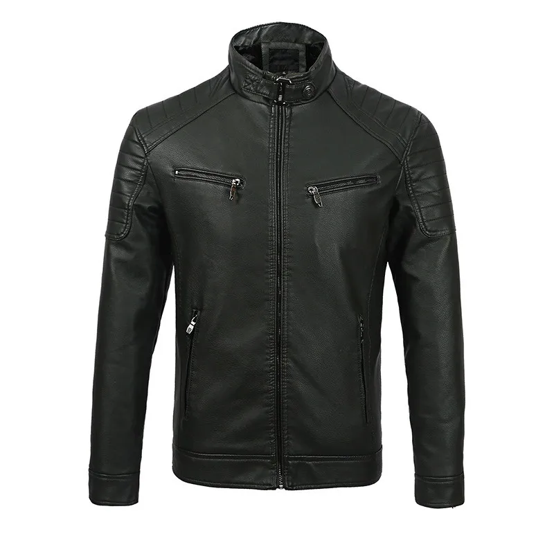 Одежда для мужчин толстая пушистая мотоциклетная куртка Kahki из искусственной