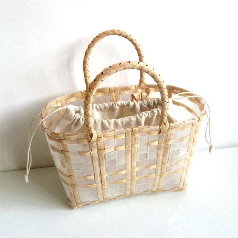 

New transparent plastic woven bag waterproof shopping basket beach bag vegetable basket rural style leisure bag