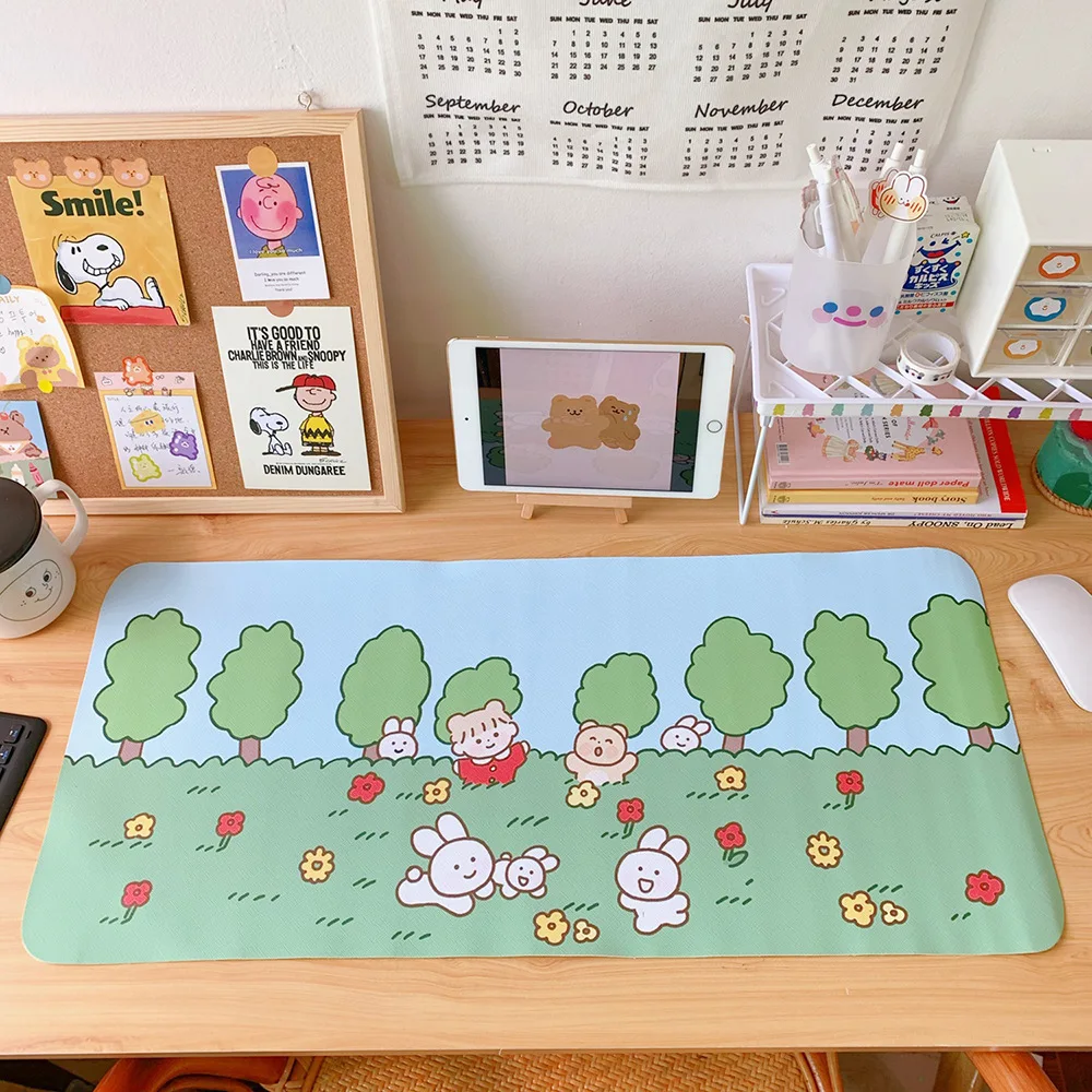 

PVC Cartoon hand-painted little girl oversized waterproof lock edge game mouse pad computer keyboard non-slip table mat mousepad