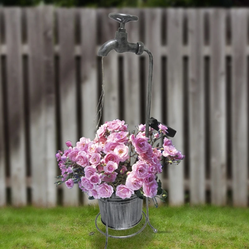 

2021 New Solar Powered Watering Can Style Fairy LED Strands Light Water Faucet Planter Lamp Outdoor Lawn Garden Art Decoration