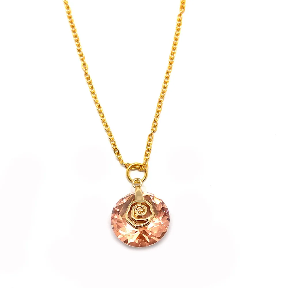 

Women's Necklace, Round Crystal Pendant Accessories, Fashionable Charm Metal O-chain, Used for Banquet Wedding, Jewelry Set