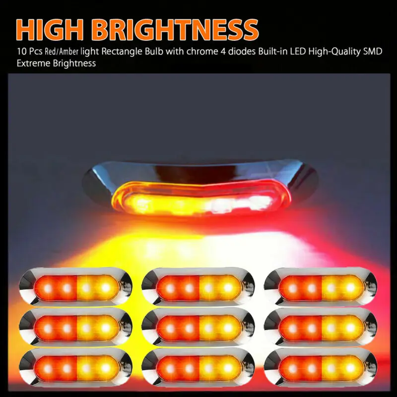 

Waterproof Car Led Red Amber 260K-3000K Accessory Clearance Side Marker Light Replacement Durable