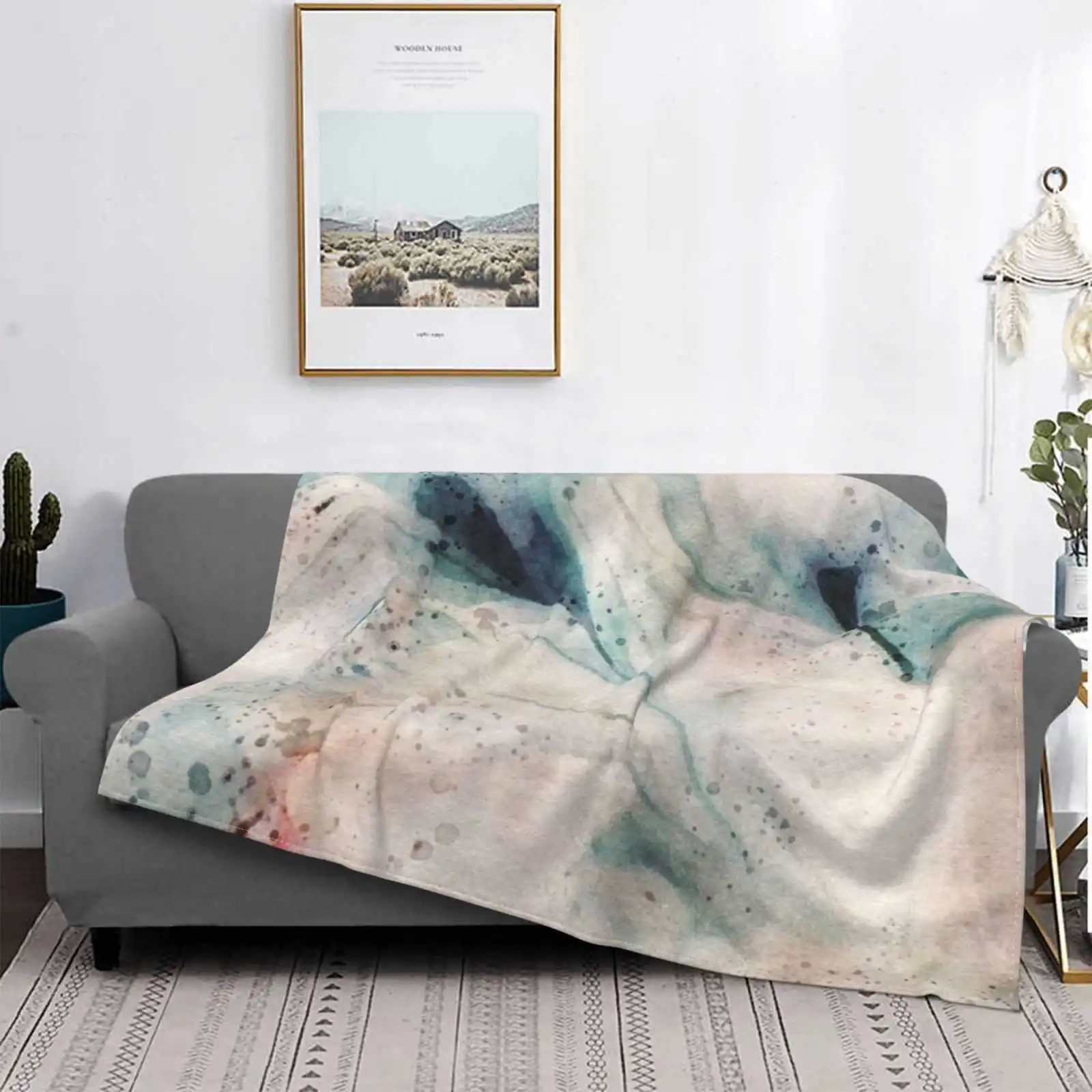 

Синее Мраморное одеяло, мягкое одеяло с мраморной текстурой, морская вода, глазурь, модный плед