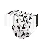 Маски унисекс трехслойные противовирусные, с принтом черной кошки, 50 шт.