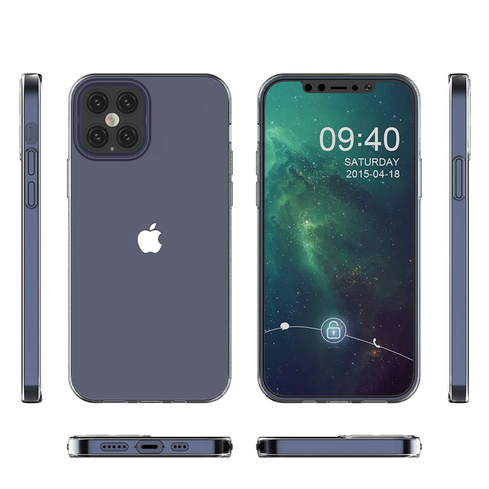 

For Apple iPhone 12 Pro Max iPhone12Mini 5G SE 2020 Ultra Thin Soft TPU Silicon Gel Transparent Camera Protect Case Back Cover