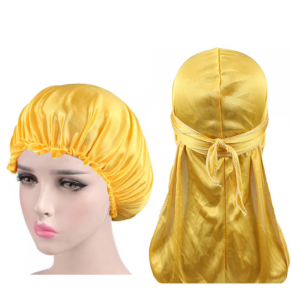 Шелковистые Durag и чепчик для Для мужчин женщин с длинным шлейфом девочек Du тряпка