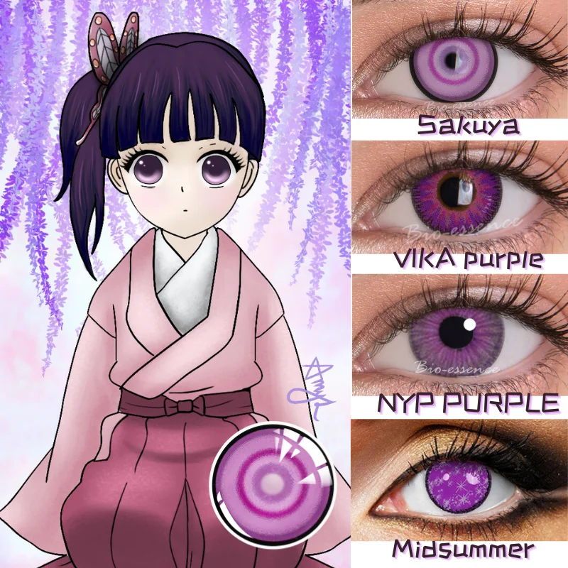 Bio-essence 2Pcs/Pair Anime Contact Lenses For Eyes Purple Pupils Makeup Cosplay Lens Anime Accessories Beauty Lenses Eye Color