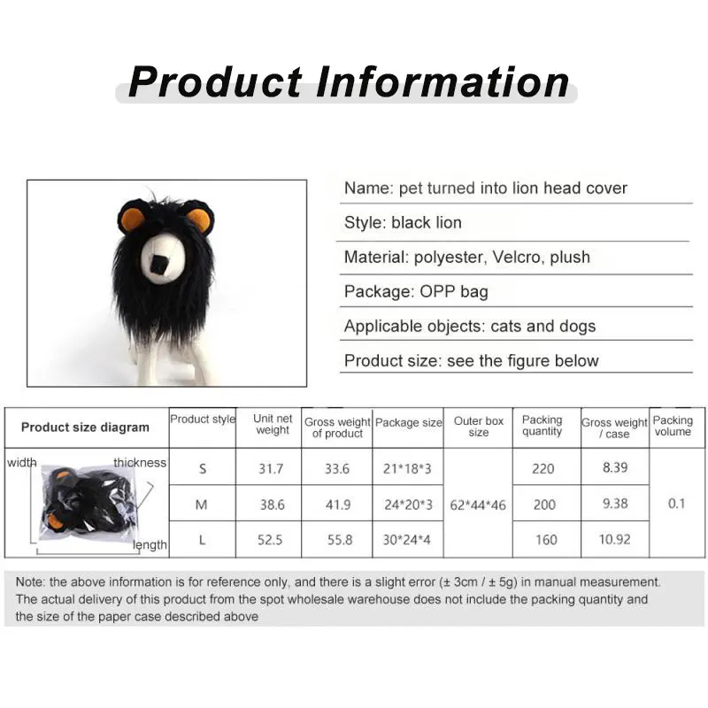 

Funny Plush Lion Headgear for Kitten Cute Soft Pet Product for Small Dogs Cosplay Party Cat Clothing Headdress Play Dropshipping