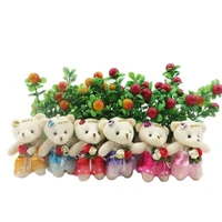 10pcslot kawaii small teddy bears stuffed plush 12cm toy mini cartoon bouquet teddy bear wedding children toy phone key pendant