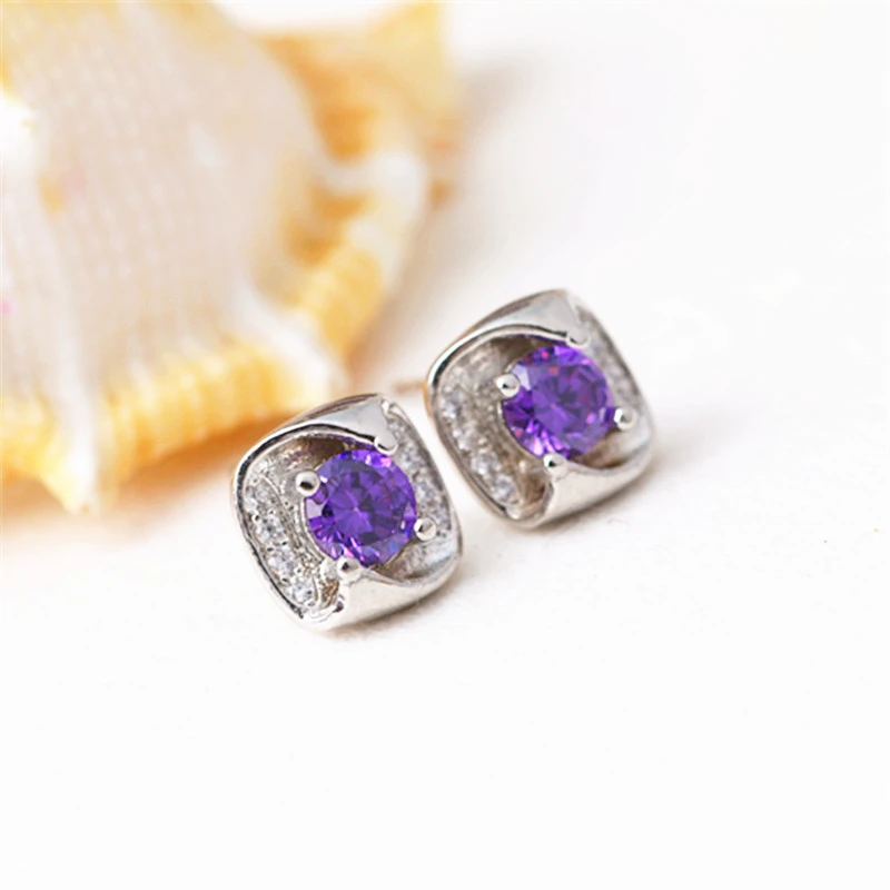 

New silver earrings beautiful temperament female crown surrounded by zircon earrings