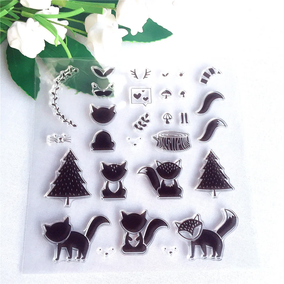 Lovely Catton Fox прозрачные силиконовые прозрачные штампы DIY печать для скрапбукинга карта изготовления фотоальбома декоративный лист со штампом