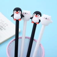2 pcslot kawaii black white penguin silicone head gel pen signature pen escolar papelaria school office supply promotional gift