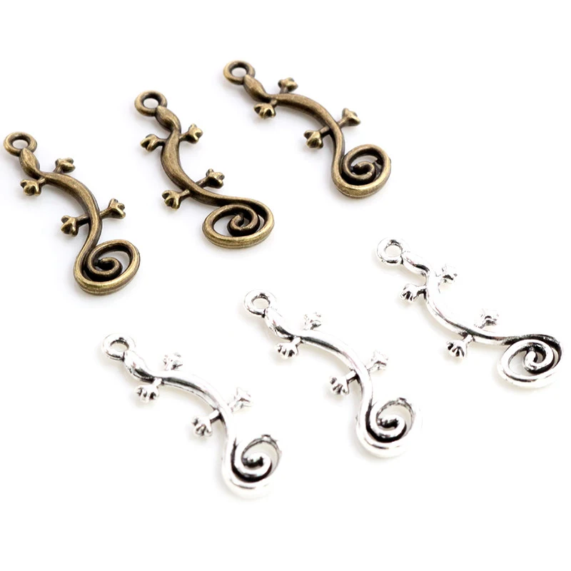 20 шт., подвески gecko house ящерица 29x11 мм, антикварное изготовление, подвеска, винтажное тибетское посеребренное, DIY браслет, ожерелье