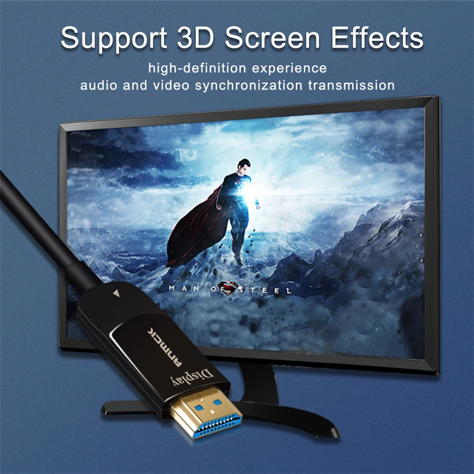Anmck волоконно-оптический HDMI 1,4 кабель 4K 30Hz 2K 144Hz 10M 15M 20M 30M 40M 50M HDMI к HDMI кабель для HD tv Box Проектор Монитор