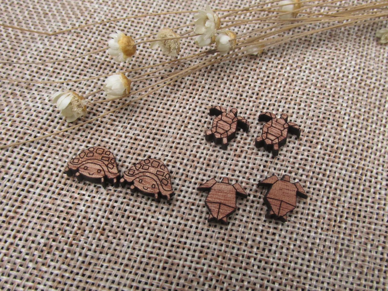 5 пар Мини Деревянный Кабошон лазерная резка заготовки дерево животное морская