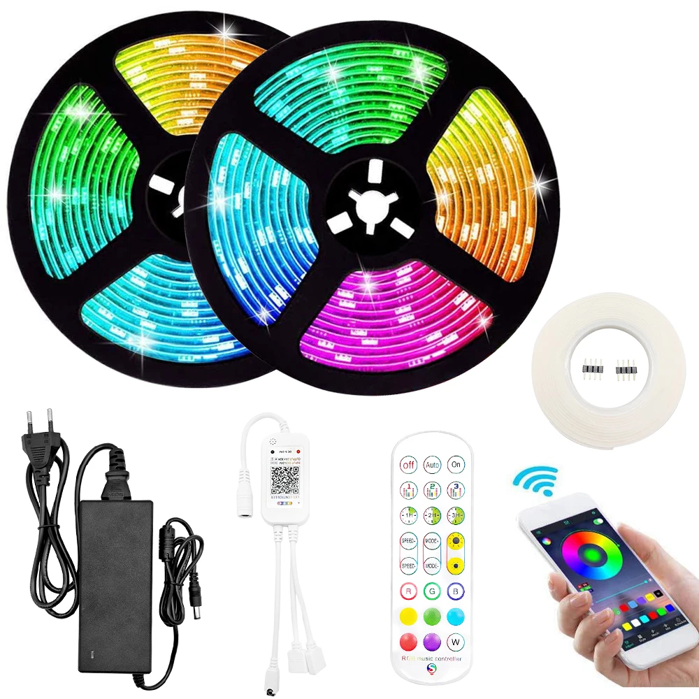 Светодиодная лента RGB 5050 гибсветодиодный 10 м 12 В постоянного тока + пульт