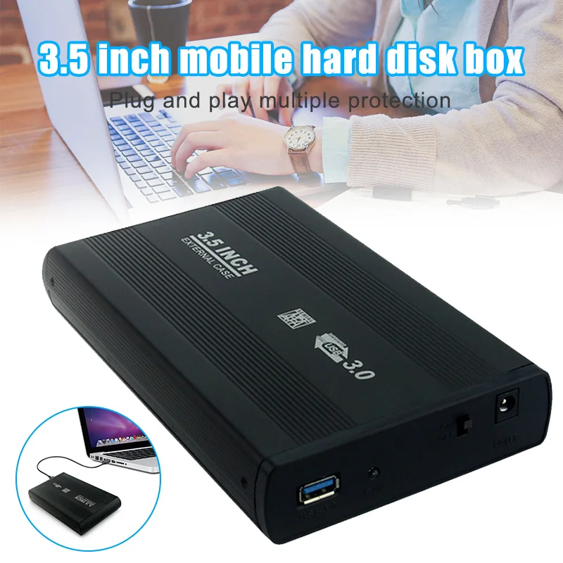 

3.5inch USB 2.0 to SATA Port SSD Case External Hard Drive Enclosure Solid State Disk Box PUO88