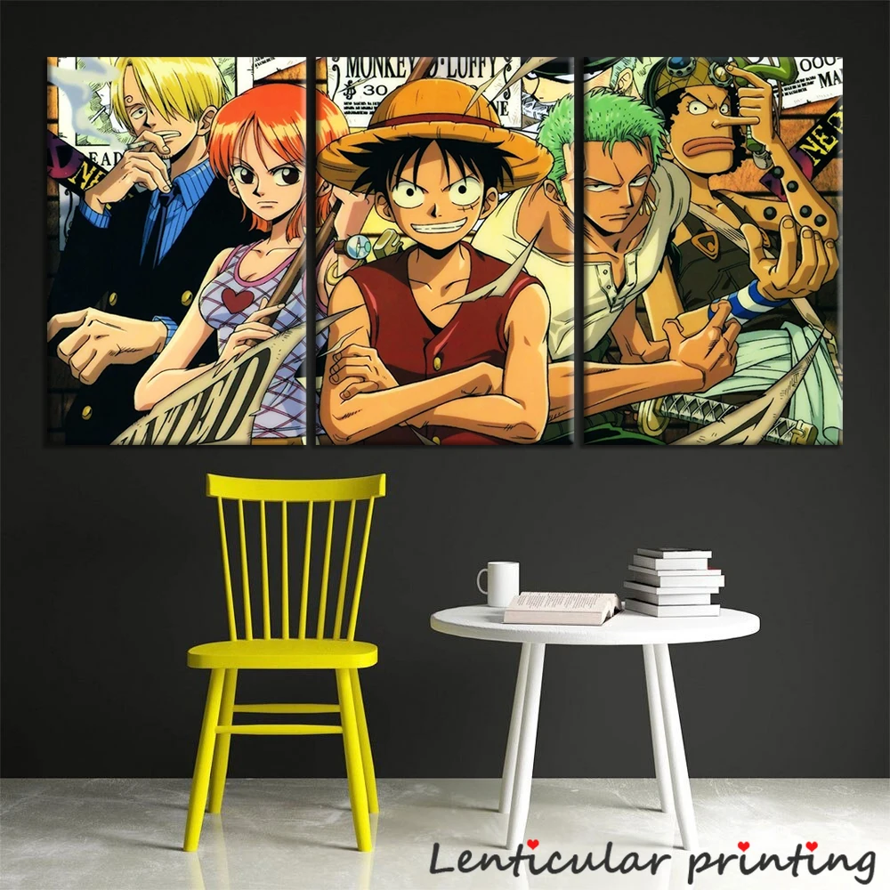 

3 шт. винтажный дизайн, постер на холсте с изображением аниме Луффи Зоро сандзи манги, настенное искусство, декор для спальни
