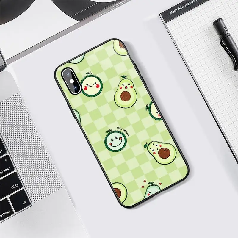 

cute cartoon Avocado Phone Cases Tempered glass For iphone 5C 6 6S 7 8 plus X XS XR 11 PRO MAX