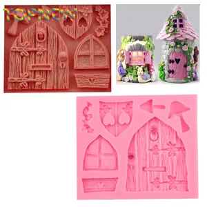 Лидер продаж 3D мультфильм искусство Сказочный Дом деревянные двери и окна форма силиконовая помадка форма торт украшения инструменты шоколад форма C3046