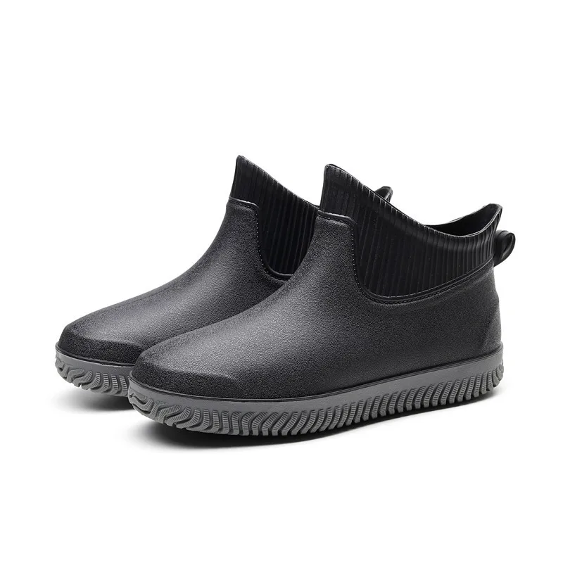 

Winter Fashion Men Short Rain Boots Non-slip Work Water Boots Casual Thick Rainboots PVC Waterproof Wear-resistant Rubber Shoes