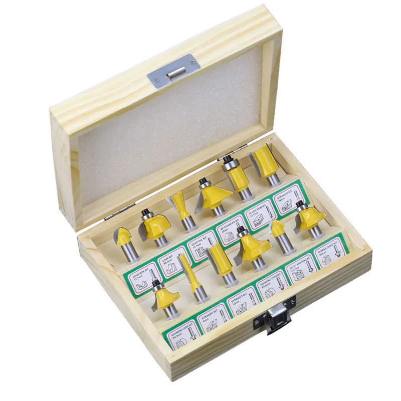 

12pcs/Set 8mm Shank Router Bit Cemented Carbide Milling Cutter Wood Trimming Engraving Carving Woodworking Tools