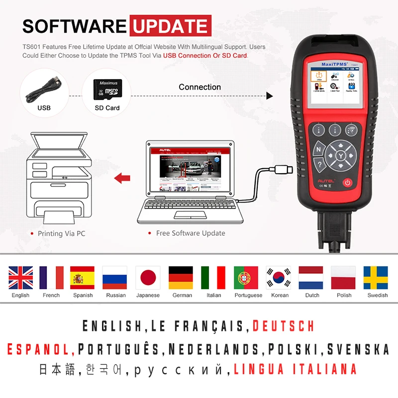 Autel MaxiTPMS TS601 система контроля давления в шинах автомобиля диагностический