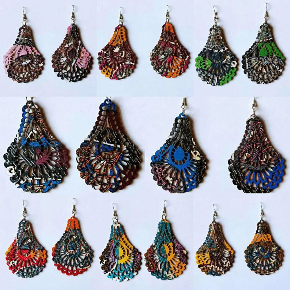 2020 новая карта Африки Черная Королева дерево Геометрический слон I LOVE MY FRO серьги