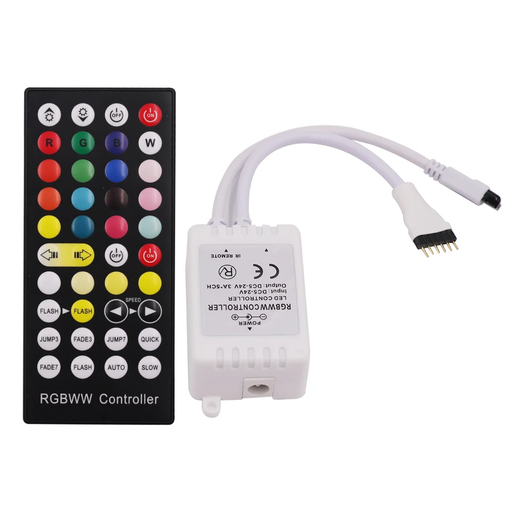 DC5 24V 40 key IR RGBWW (RGB + CCT) контроллер 3A * 5CH для 2835 5050 RGBW светодиодный