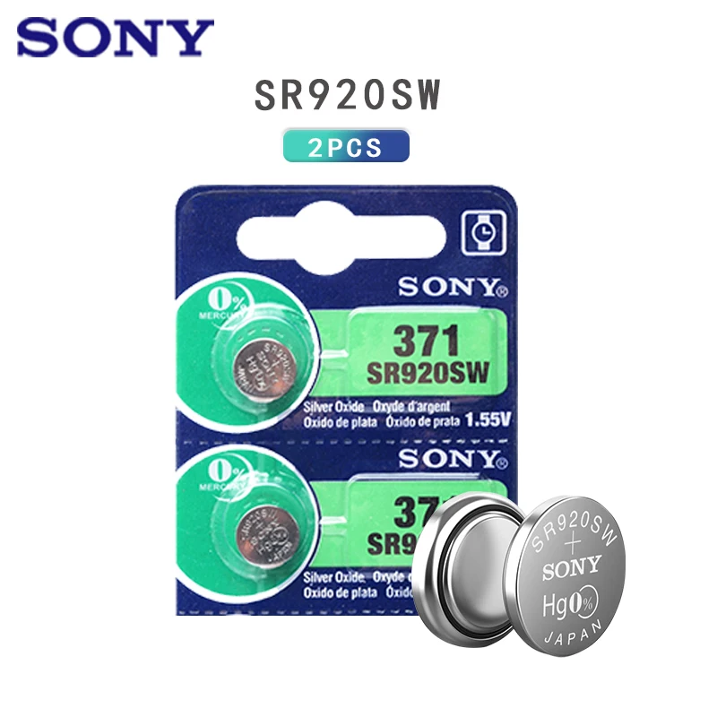 2шт для Sony 100% оригинал 370 AG6 371 SR920SW 920 1 55 V батарея часов кнопка батареи монет