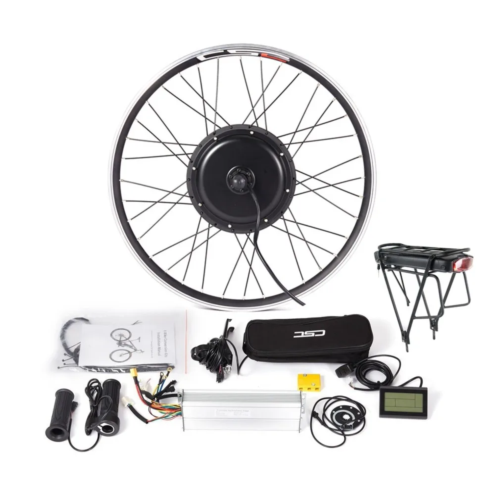 36V 250W MTB E-bike Conversion Kit with Brushless Hub Motor LCD3 Display+36V 10Ah Lithium Battery+Double Layer Luggage Rack