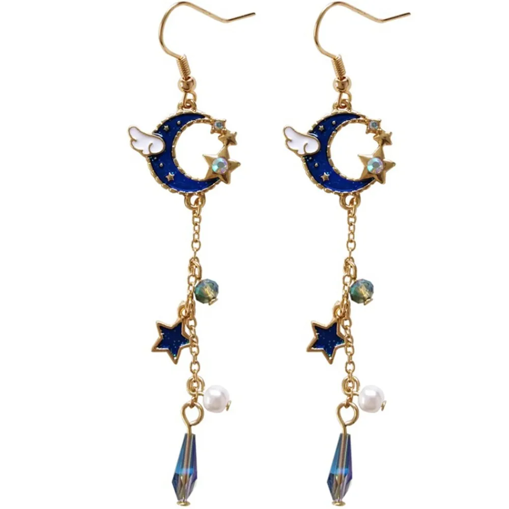 

Ruanme long tassels eardrop daily wear a cute pair of earring crescent shape earrings female star earrings jewelry accessories