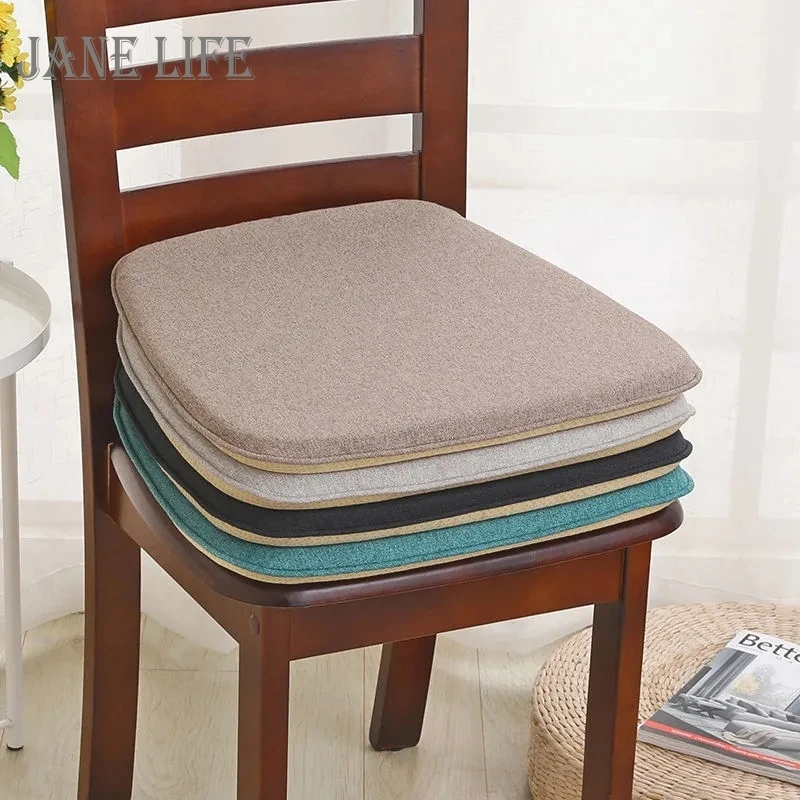

8 Color Linen Four Seasons Universal Dining Chair Cushion Chinese Thicken Non-slip Horseshoe Shape Pad Home Restaurant Chair Mat