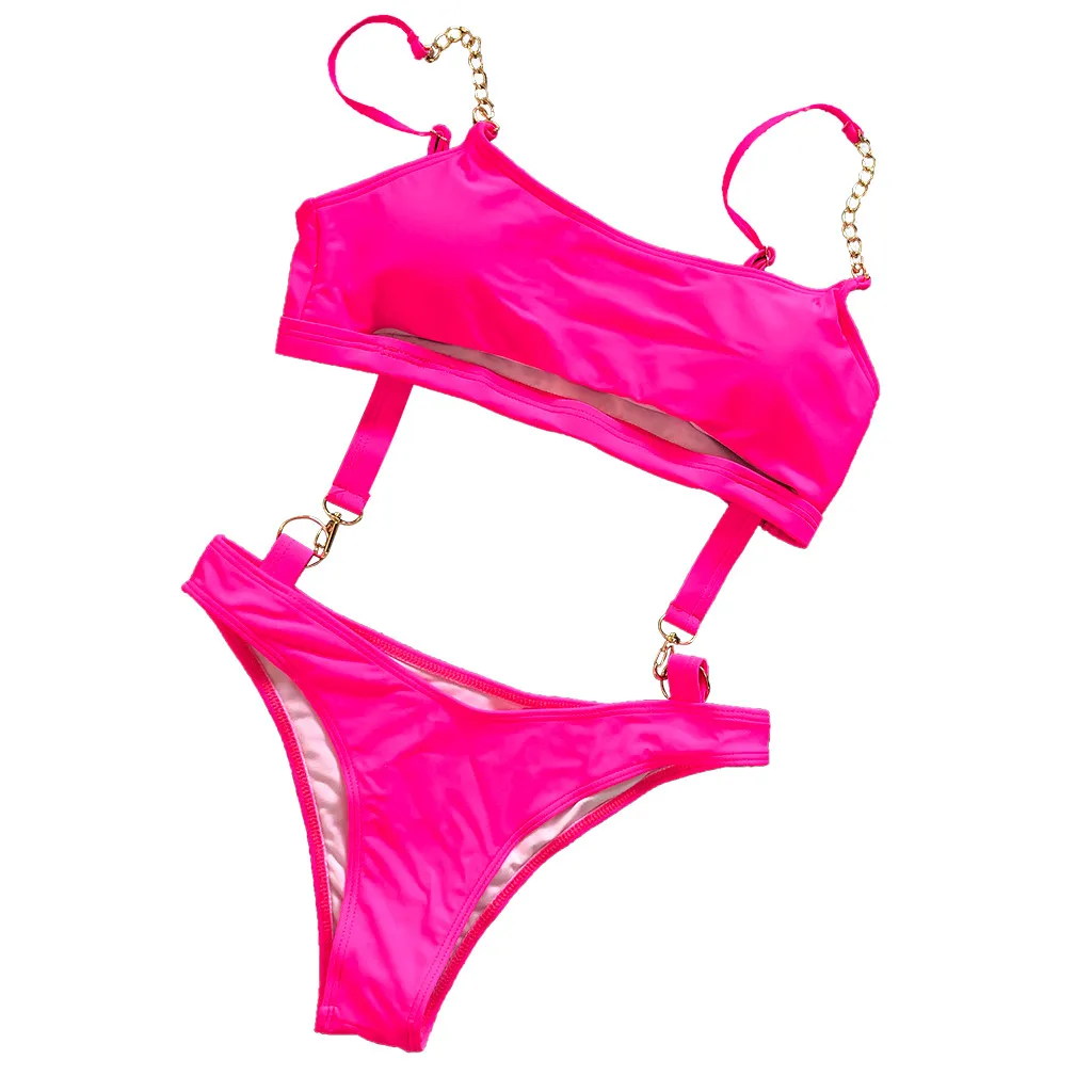 

2020 Bikini Set Women's Solid Set Swimsuit Filled Bra Swimwear Beachwear Hot Sexy Bikini Set Two Piece Swimsuit Swimwear#E30