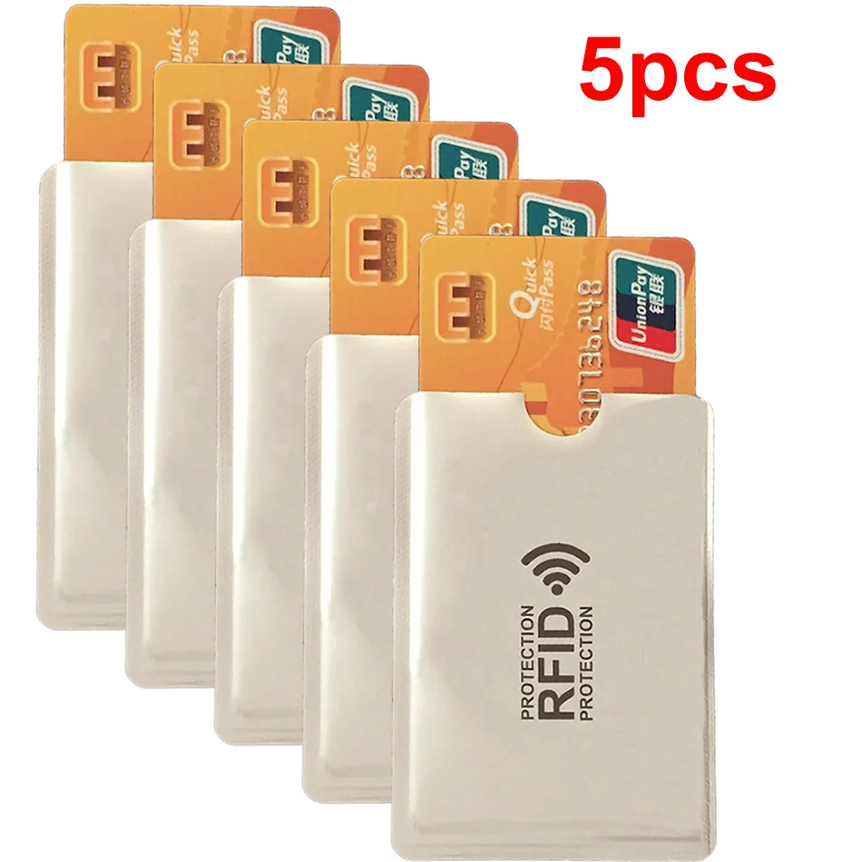 5pcs Анти Rfid кошелек Блокировка ридер замок банк держатель для карт Id банковский Чехол для карт металлический держатель для кредитных NFC алюминий 6*9,3 см - Цвет: 5pcs