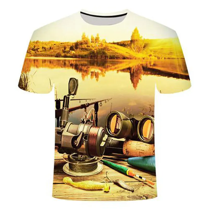 

2021 Summer Fishing Graphic t-shirt For Men Fashion Casual Natural Style Pattern T-shirt New 3D Print Sport Short Sleeve t-shirt