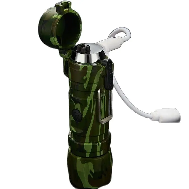 

Waterproof Plasma Lighter, Windproof Electronic Lighter, New Glare Flashlight and USB Rechargeable Double Arc Cigarette Lighter