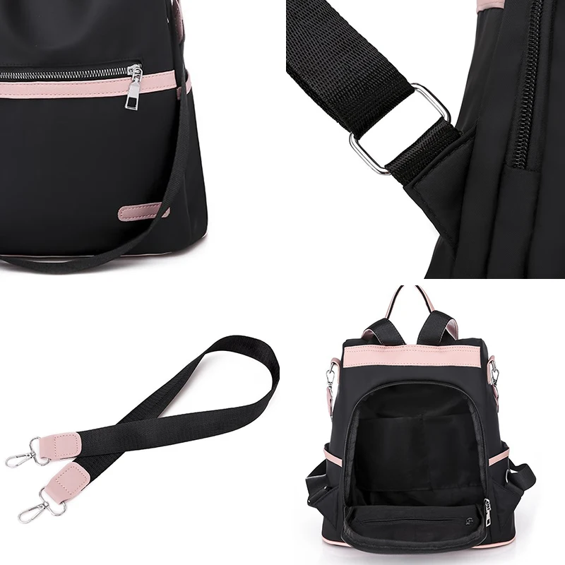 BaoWomen 2020 Casual Oxford Backpack Women Black Waterproof Nylon School Bags Travel Tote Packbag For Female Students Bags