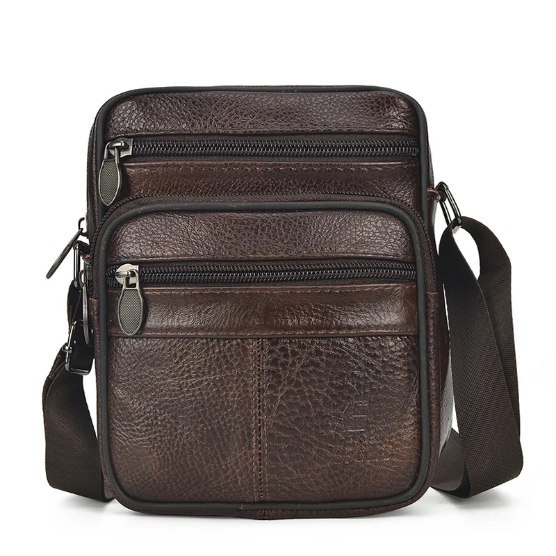 Повседневная винтажная Мужская сумка из натуральной коровьей кожи с одним