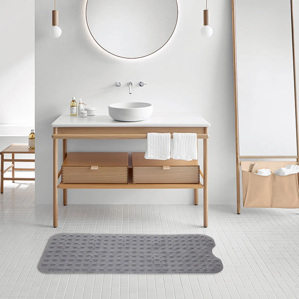 

Bath Mats Bathroom Bathtub Non-slip Bath Mat with Suction Cups PVC 99*39cm Gray U.S.Inventory