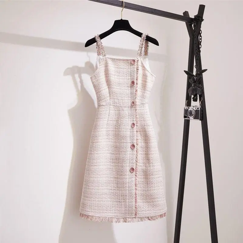 

Cyanlee Tweed Wool Korean Dress Women 2 Pcs Set Winter Dress Elegant Ladies Knitted Sweater Set A-line Short Dress 2 Pcs Outfits