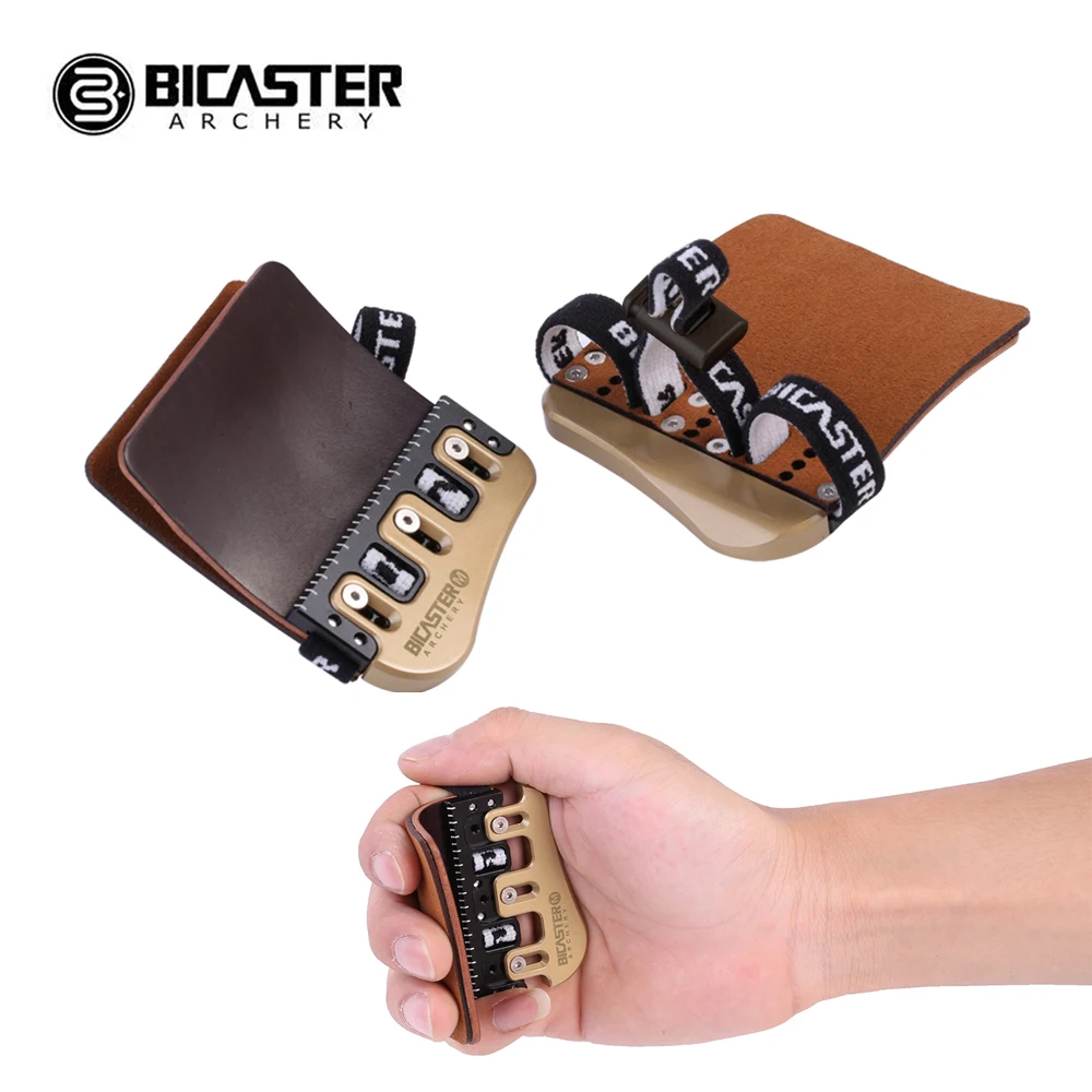 Bicaster Barebow Finger Tab Cordovan Leather + Brass Plate Archery Finger Guards