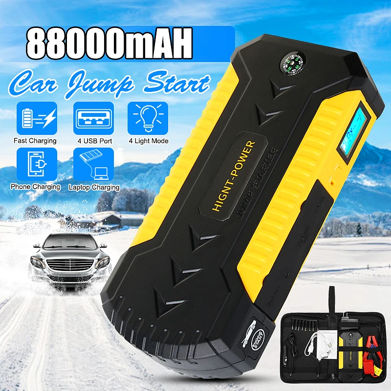 KROAK автомобильное пусковое устройство power Bank 89800mAh 12V 4USB автоматический усилитель аккумулятора аварийное зарядное устройство пусковое устройство с светодиодный светильник